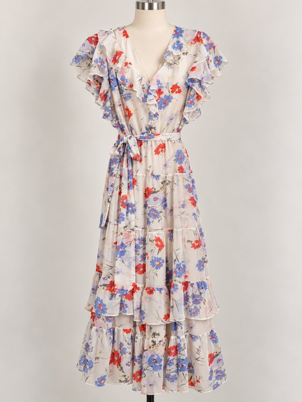 Lauren Ralph Lauren Floral Ruffle Trim Georgette Gown NWT Size 4